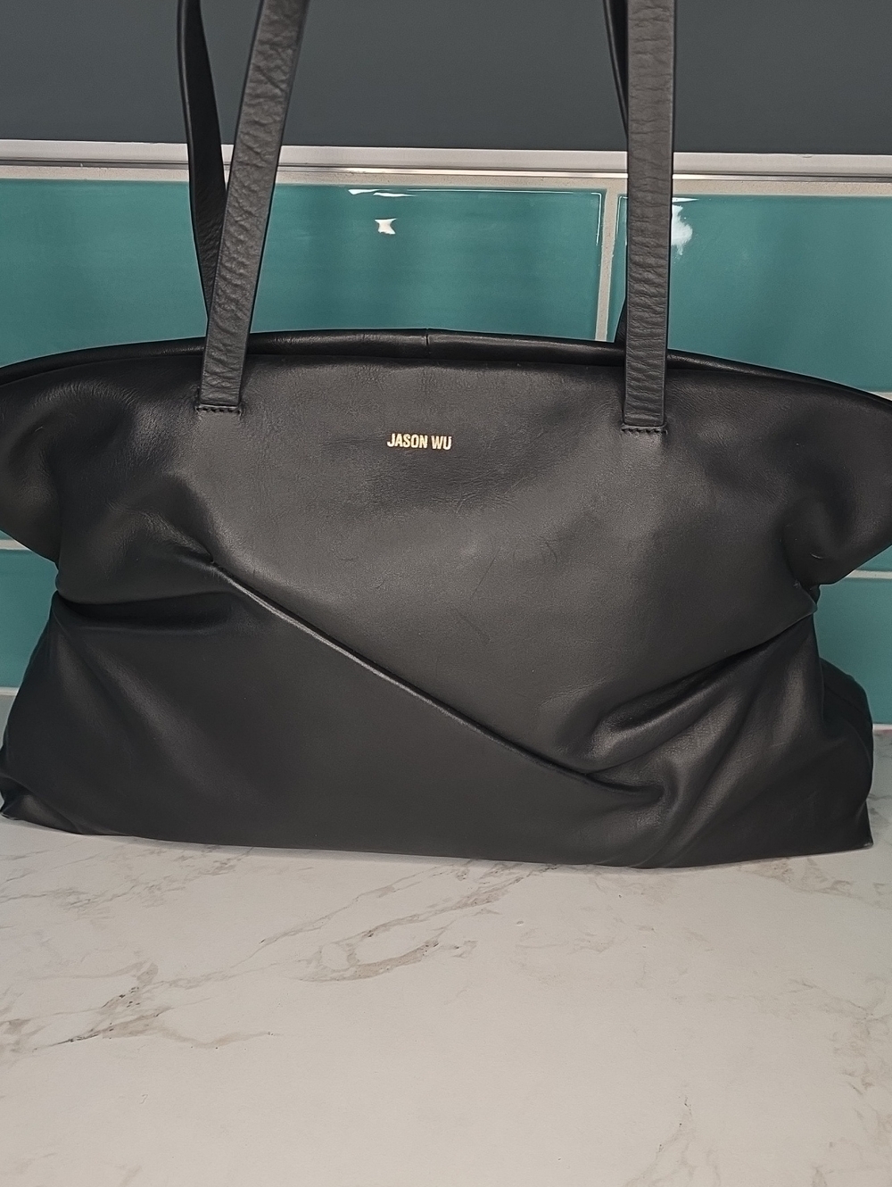 Jason Wu Lyla Ruched Black Leather Tote